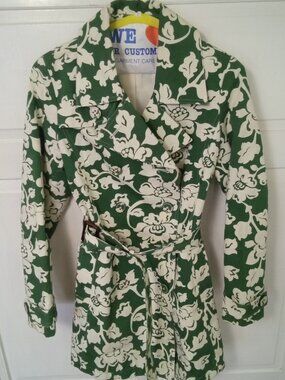 Green Flowered Double Breasted Design Provincial France Short Coat